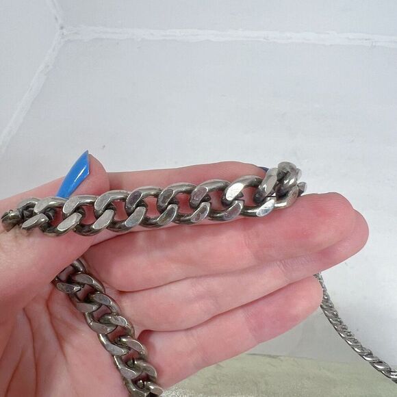 Vintage Michael Kors Fulton Gold Leather Shoulder Bag Silver Chain Purse - Picture 10 of 11